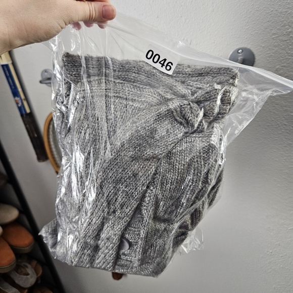 Lapis button down grey sweater size large wool tie waist penny lane Duster lapis - Picture 12 of 12